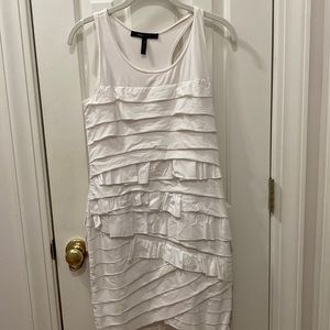 BCBG size small white dress with layered ruffles